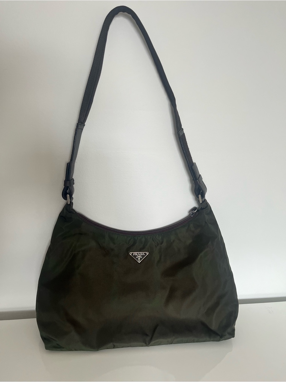 Prada Green Nylon Shoulder Bag